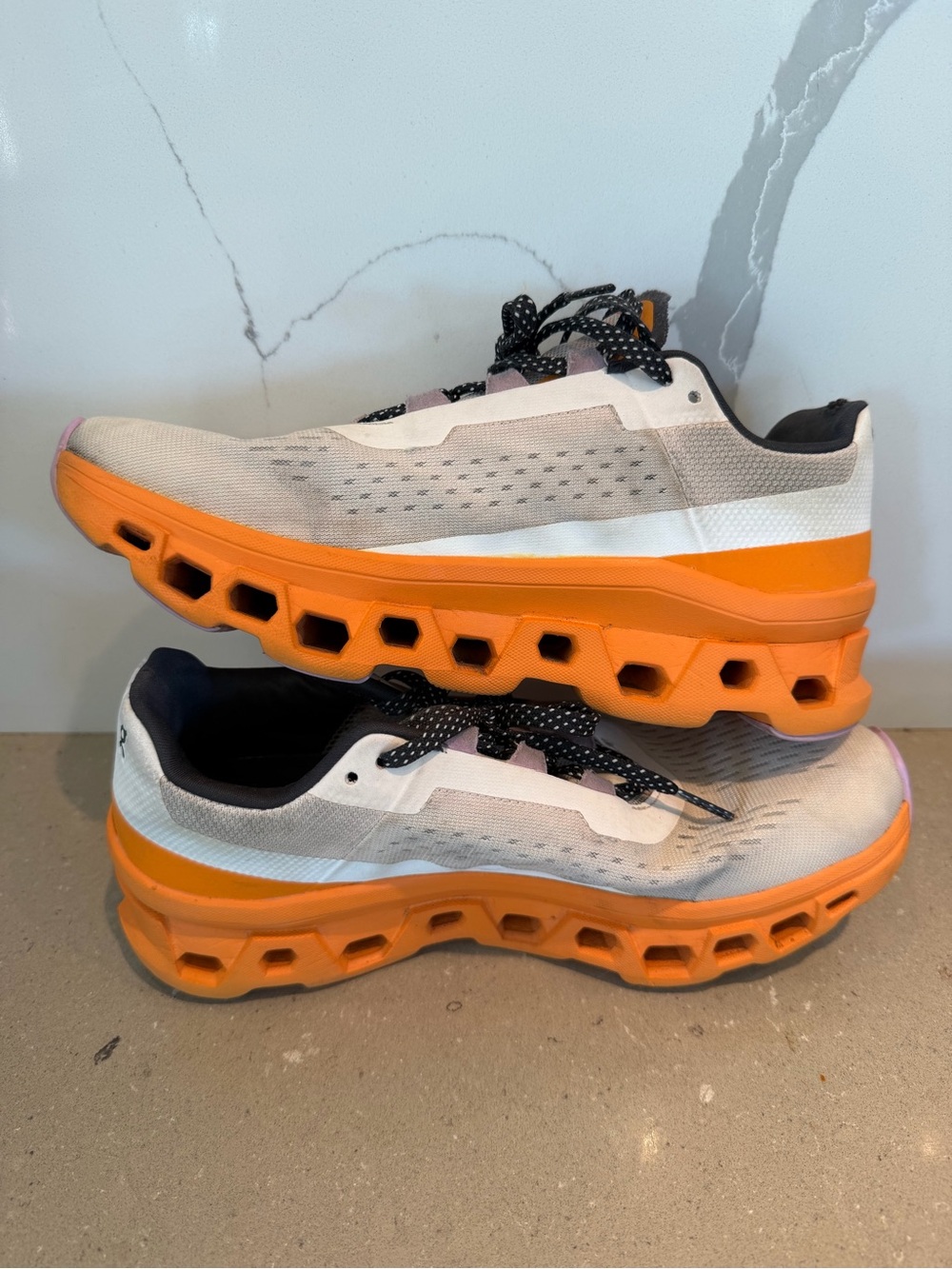 On Running Cloudmonster Women’s 8 White Orange Purple CloudTec Running Shoes - Picture 4 of 8